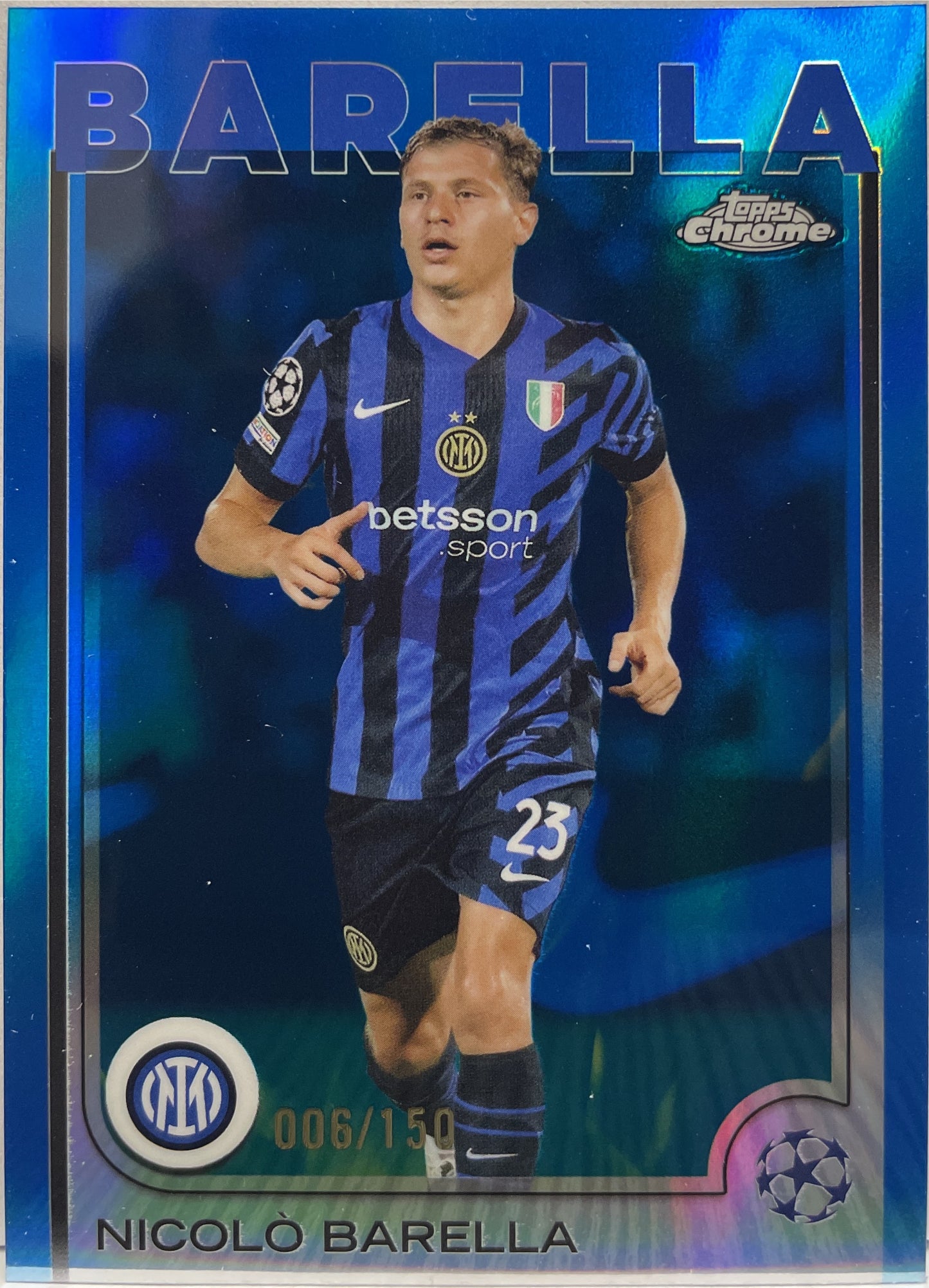 Nicolo Barella 6/150 Blue Topps Chrome UCC 2024/25