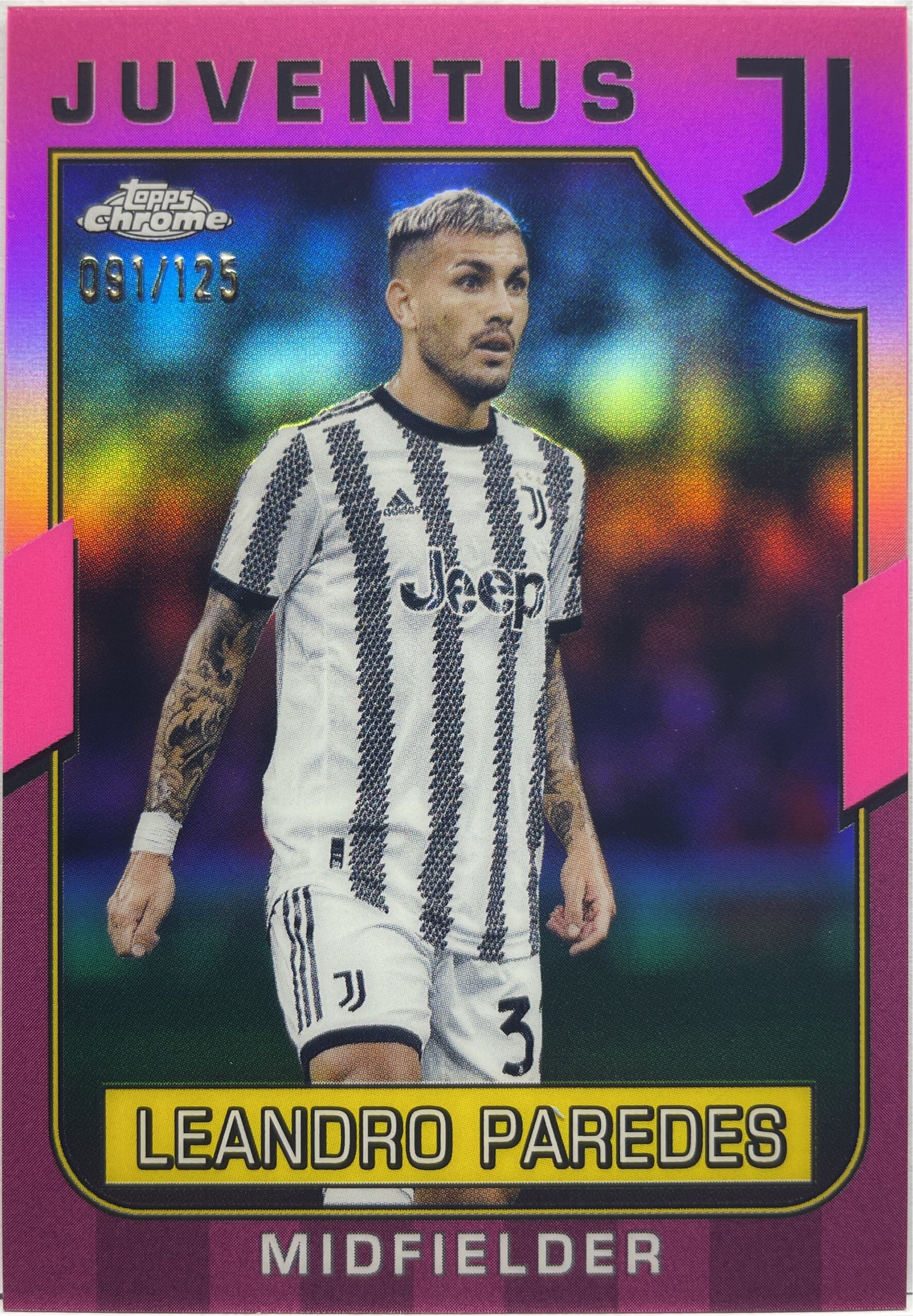 Leandro Paredes 91/125 Pink Topps Chrome Juventus 2022/23