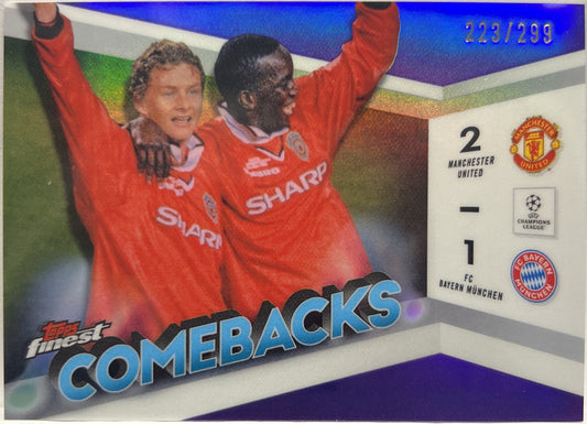 Manchester United 2-1 Bayern Munchen 223/299 Comebacks Purple Topps Finest UCC 2023/24