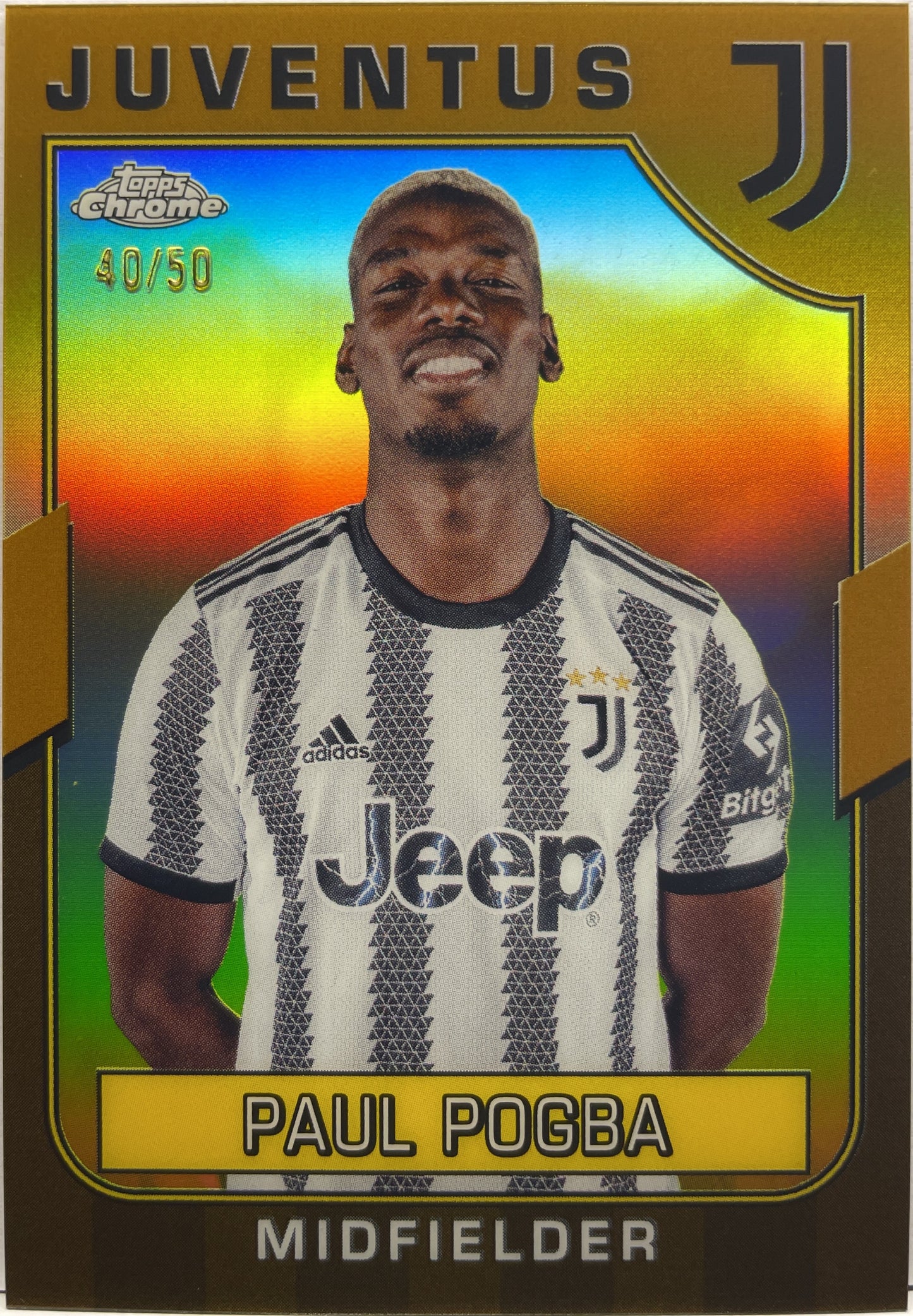 Paul Pogba 40/50 Gold Topps Chrome Juventus 2022/23