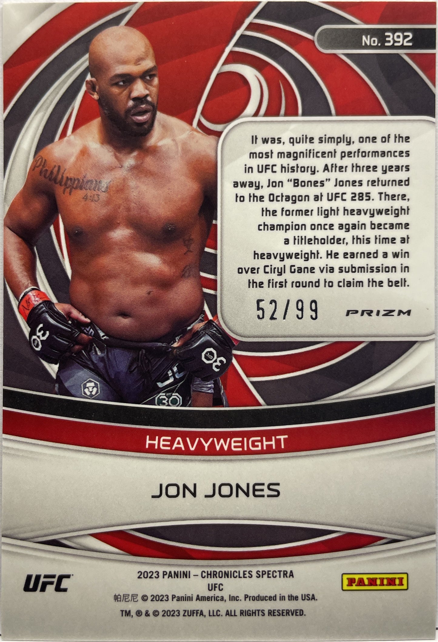 Jon Jones 52/99 Spectra Blue Chronicles UFC 2023