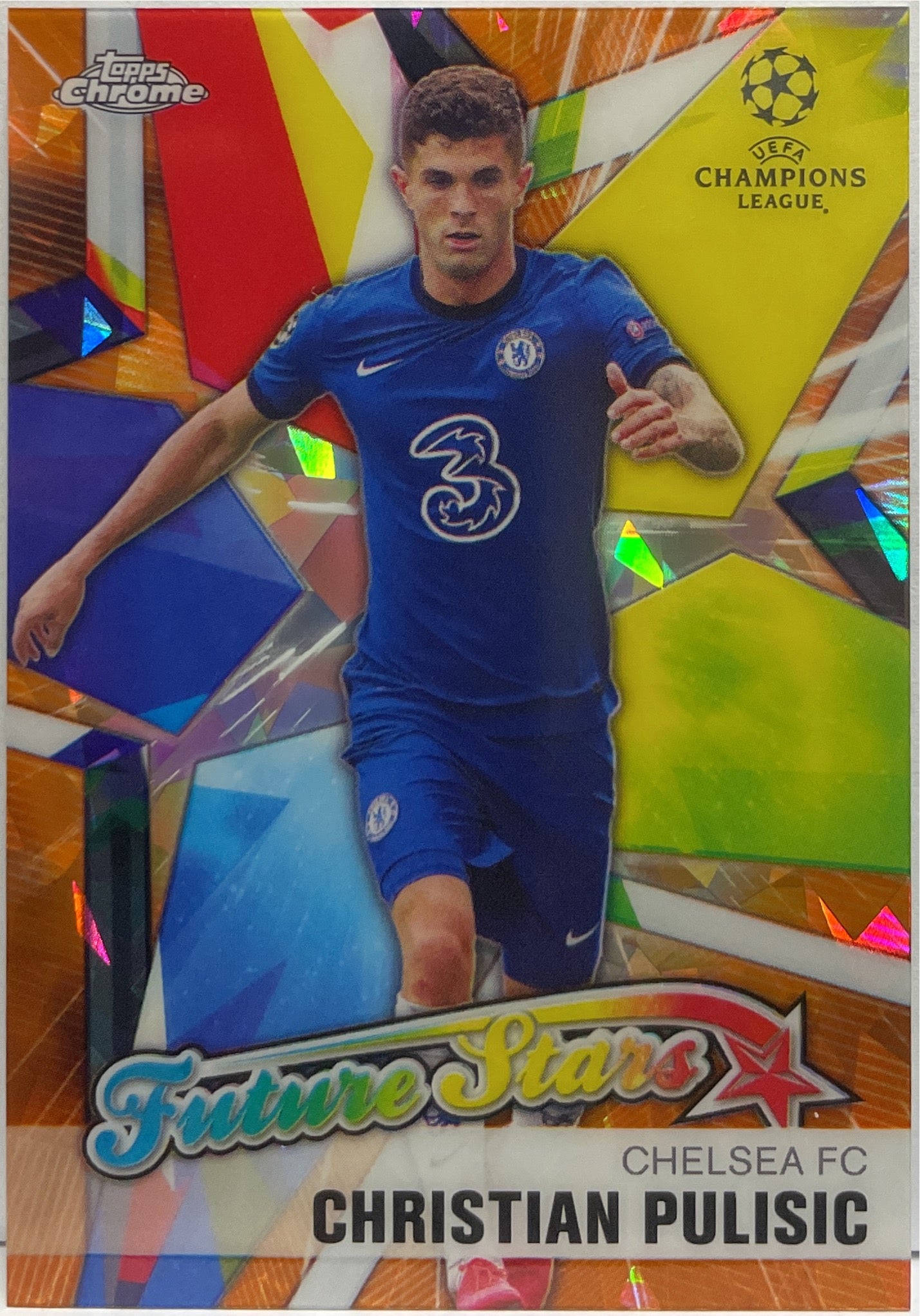 Christian Pulisic 20/50 Future Stars Cracked Ice Orange Topps Chrome UCL 2020/21