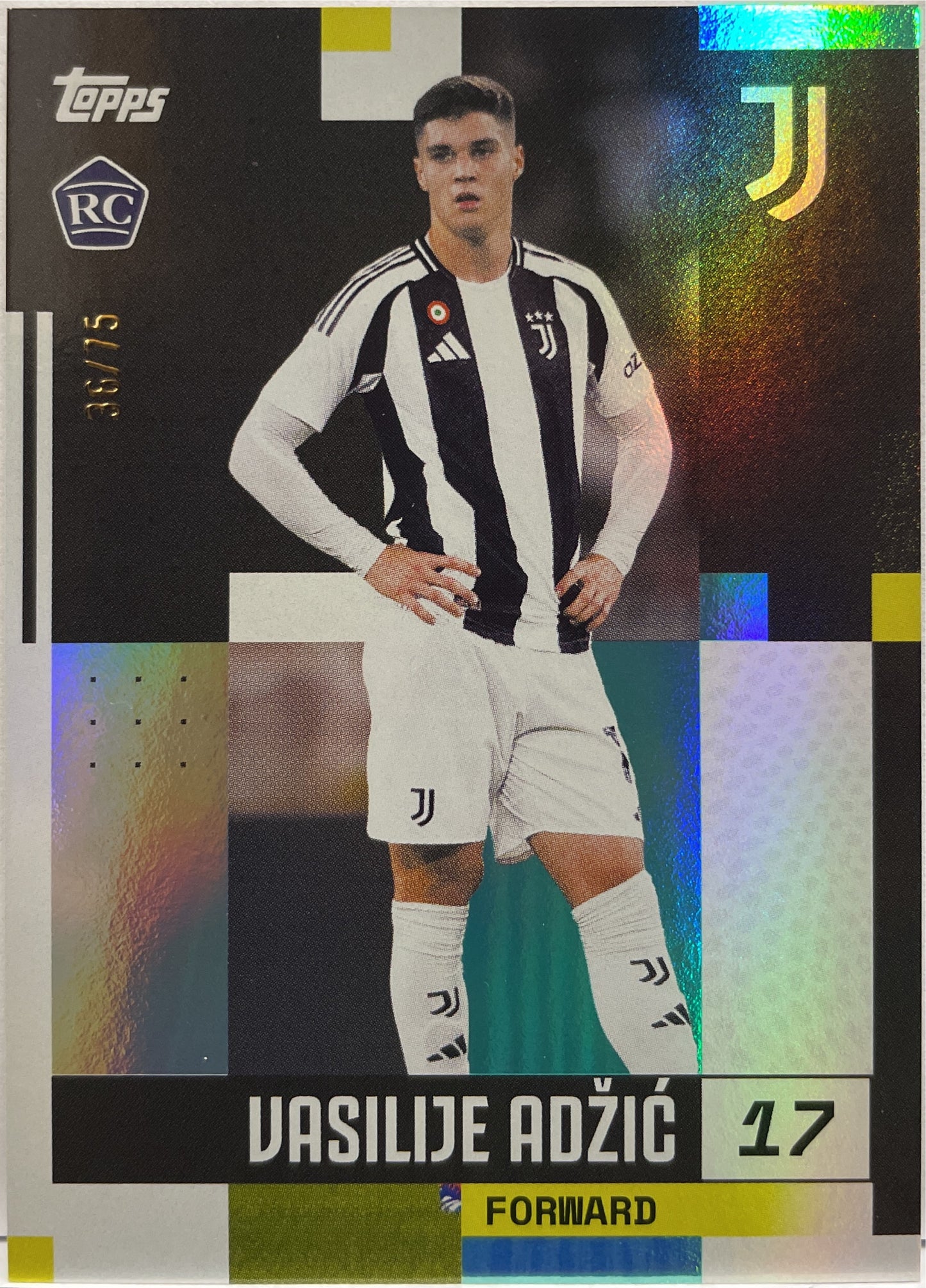 Vasilije Adzic 36/75 Rookie Aqua Topps Juventus Premium Team Set 2024/25