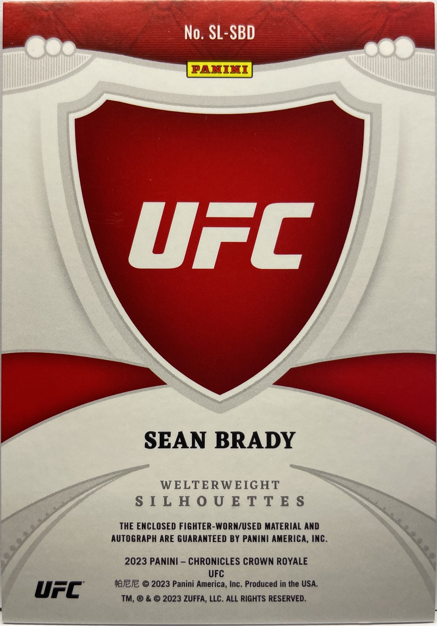 Sean Brady 42/99 Patch Autograph Crown Royale Chronicles UFC 2023