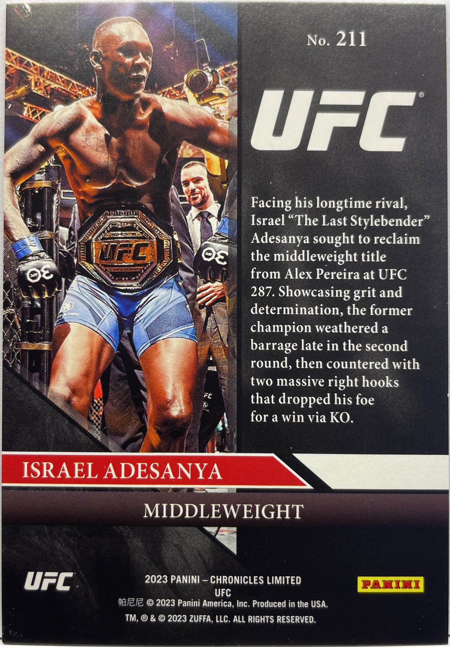 Israel Adesanya 53/199 Limited Red Chronicles UFC 2023