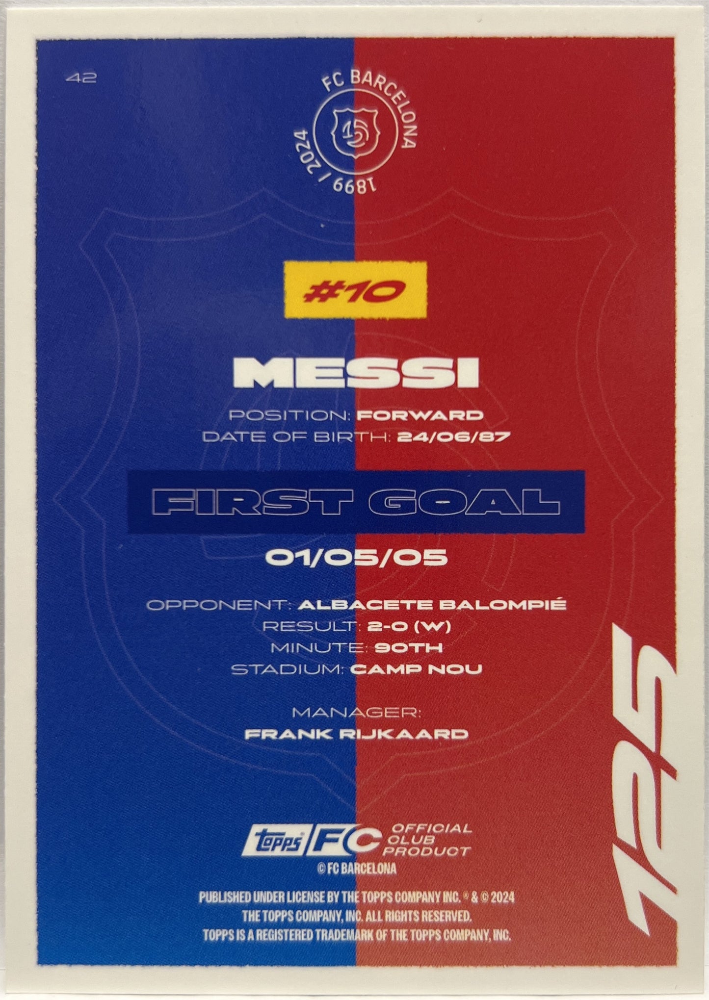Lionel Messi First Goal Topps FC Barcelona 2023/24