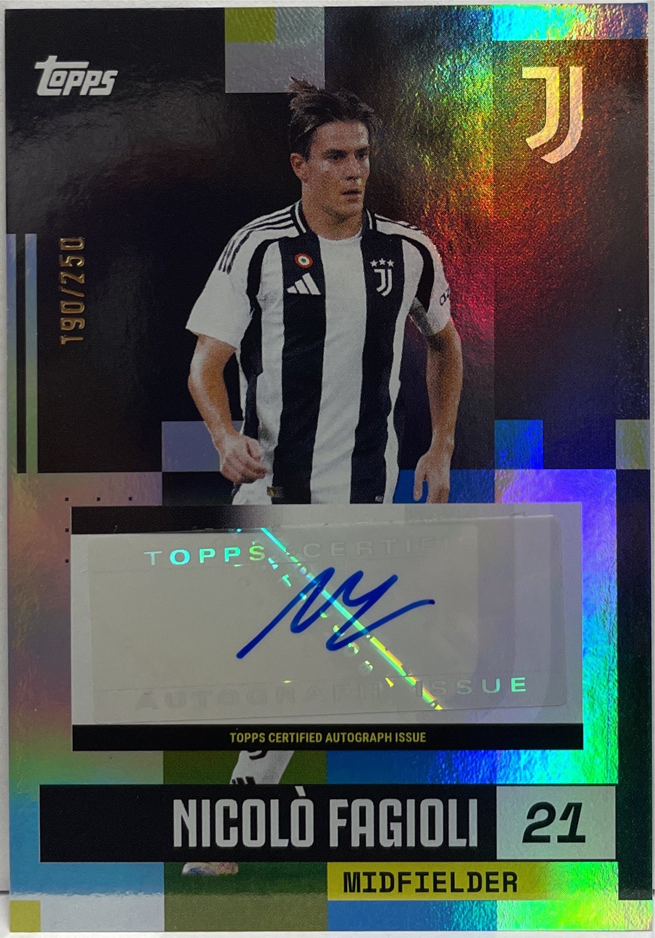 Nicolo Fagioli 190/250 Autograph Blue Topps Juventus Premium Team Set 2024/25