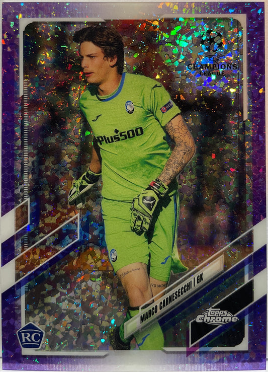 Marco Carnesecchi 100/250 Rookie Purple Mini Diamond Topps Chrome UCL 2020/21