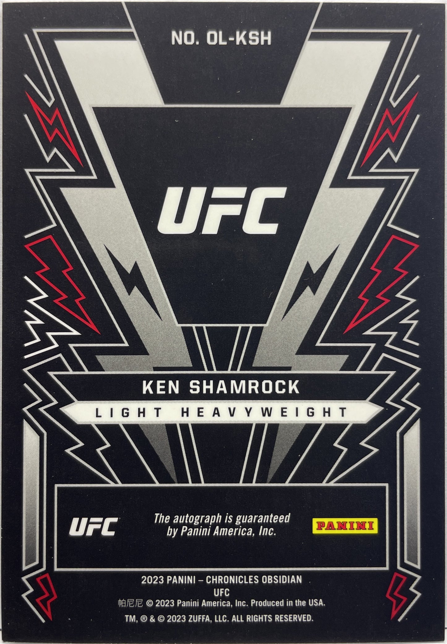 Ken Shamrock Autograph Lightning Strike Obsidian Chronicles UFC 2023