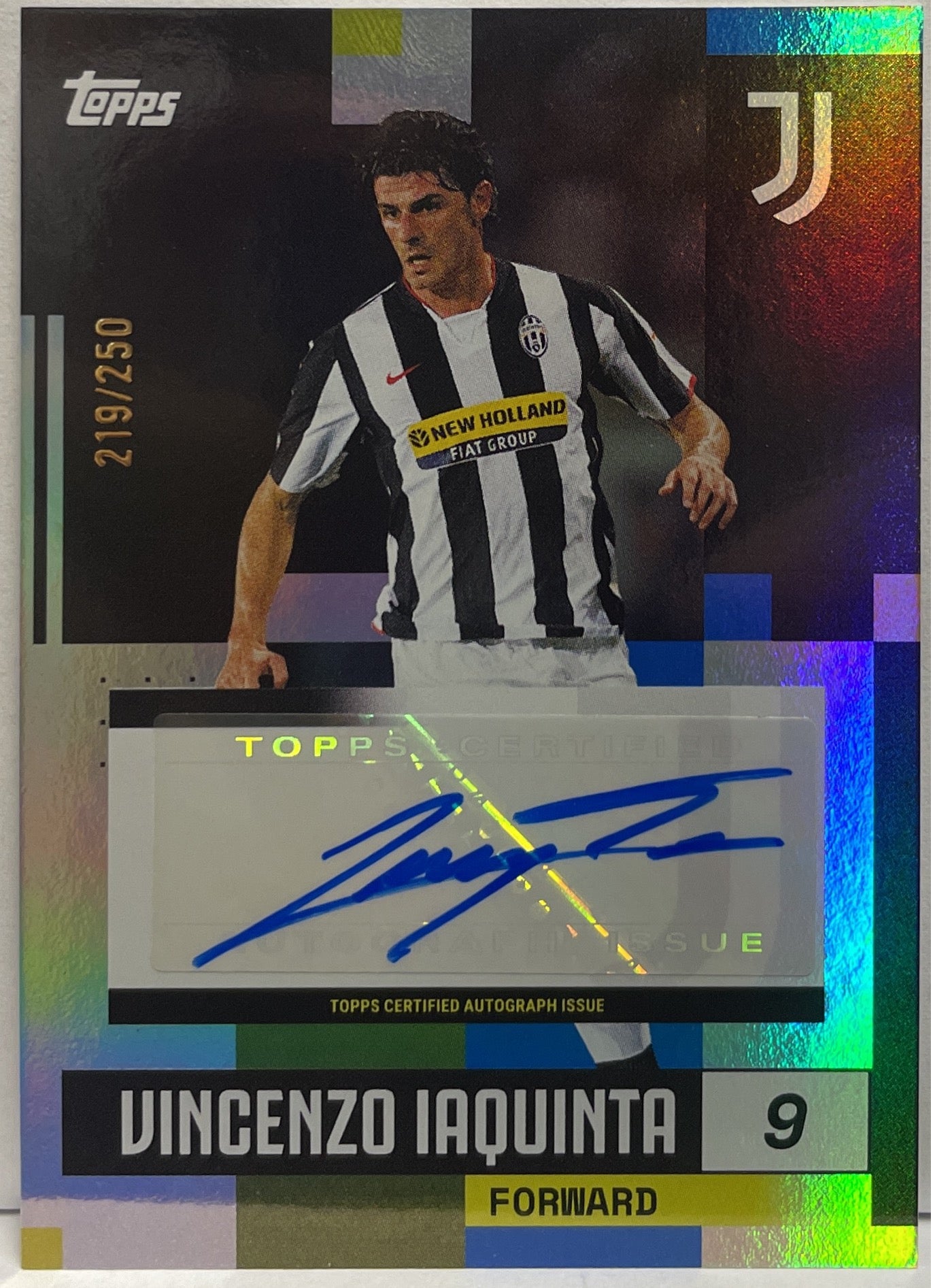 Vincenzo Iaquinta 219/250 Autograph Blue Topps Juventus Premium Team Set 2024/25