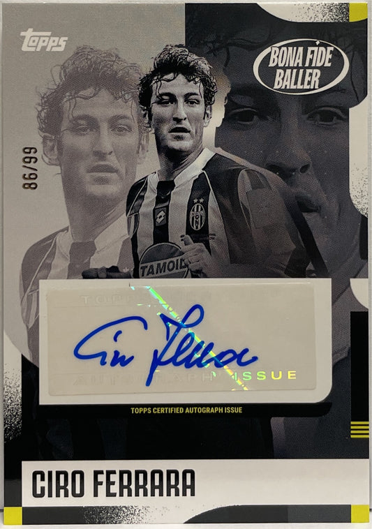 Ciro Ferrara 86/99 Autograph Bona Fide Baller Topps FC Juventus Premium Team Set 2024/25