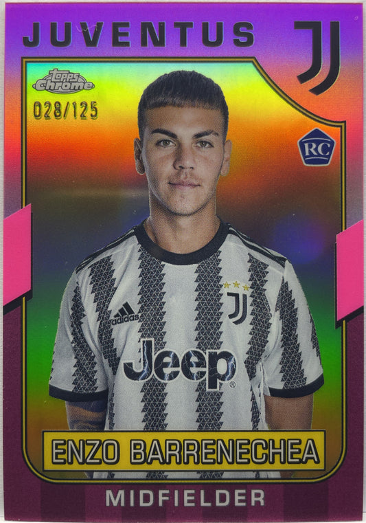 Enzo Barrenechea 28/125 Rookie Pink Topps Chrome Juventus 2022/23