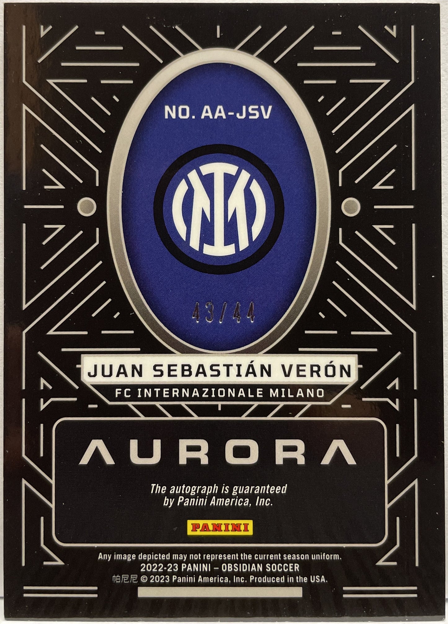 Juan Sebastian Veron 43/44 Autograph Aurora Obsidian 2022/23
