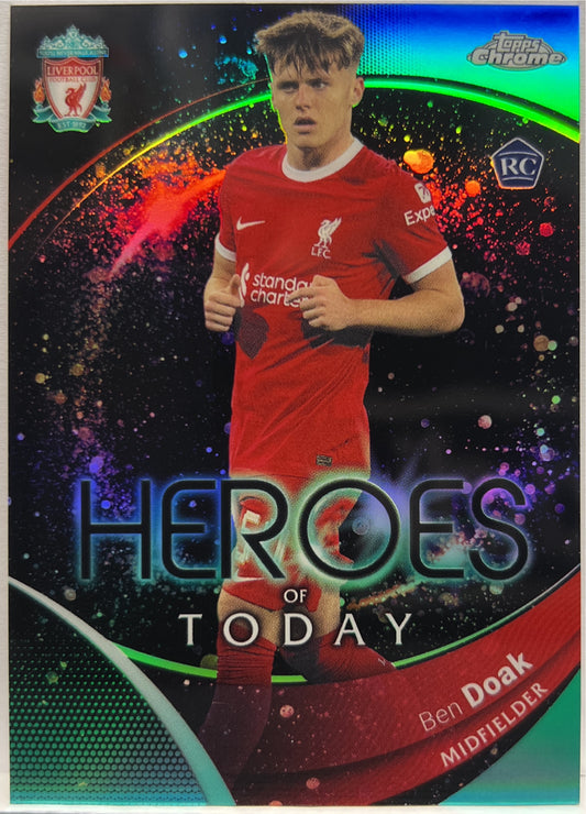 Ben Doak 7/99 Rookie Heroes Of Today Aqua Topps Chrome Liverpool 2023/24