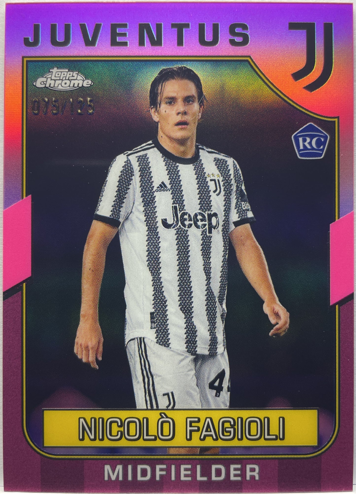 Nicolo Fagioli 75/125 Rookie Pink Topps Chrome Juventus 2022/23