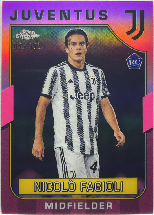 Nicolo Fagioli 75/125 Rookie Pink Topps Chrome Juventus 2022/23