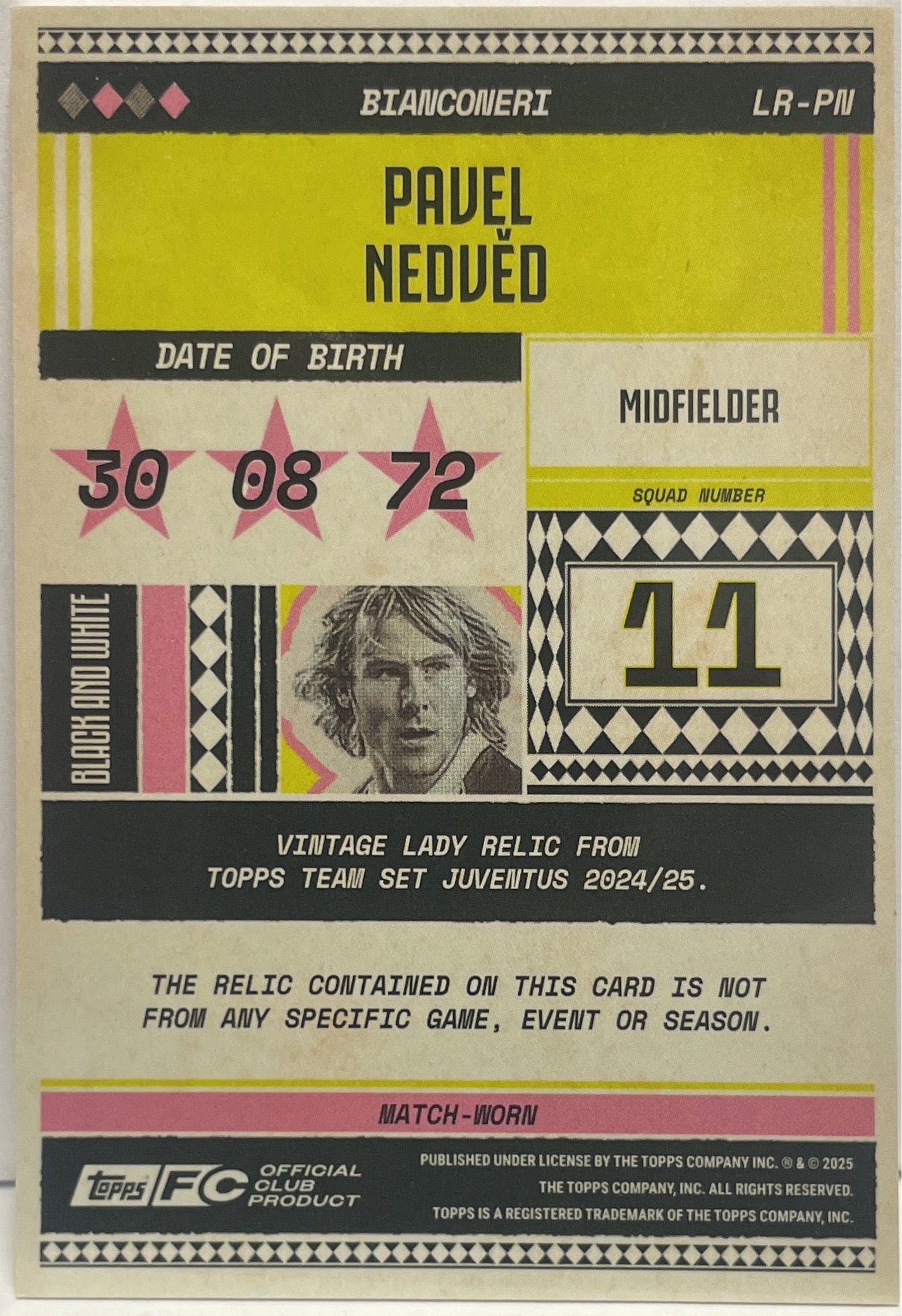 Pavel Nedved 29/250 Patch Vintage Lady Relic Topps Juventus Premium Team Set 2024/25