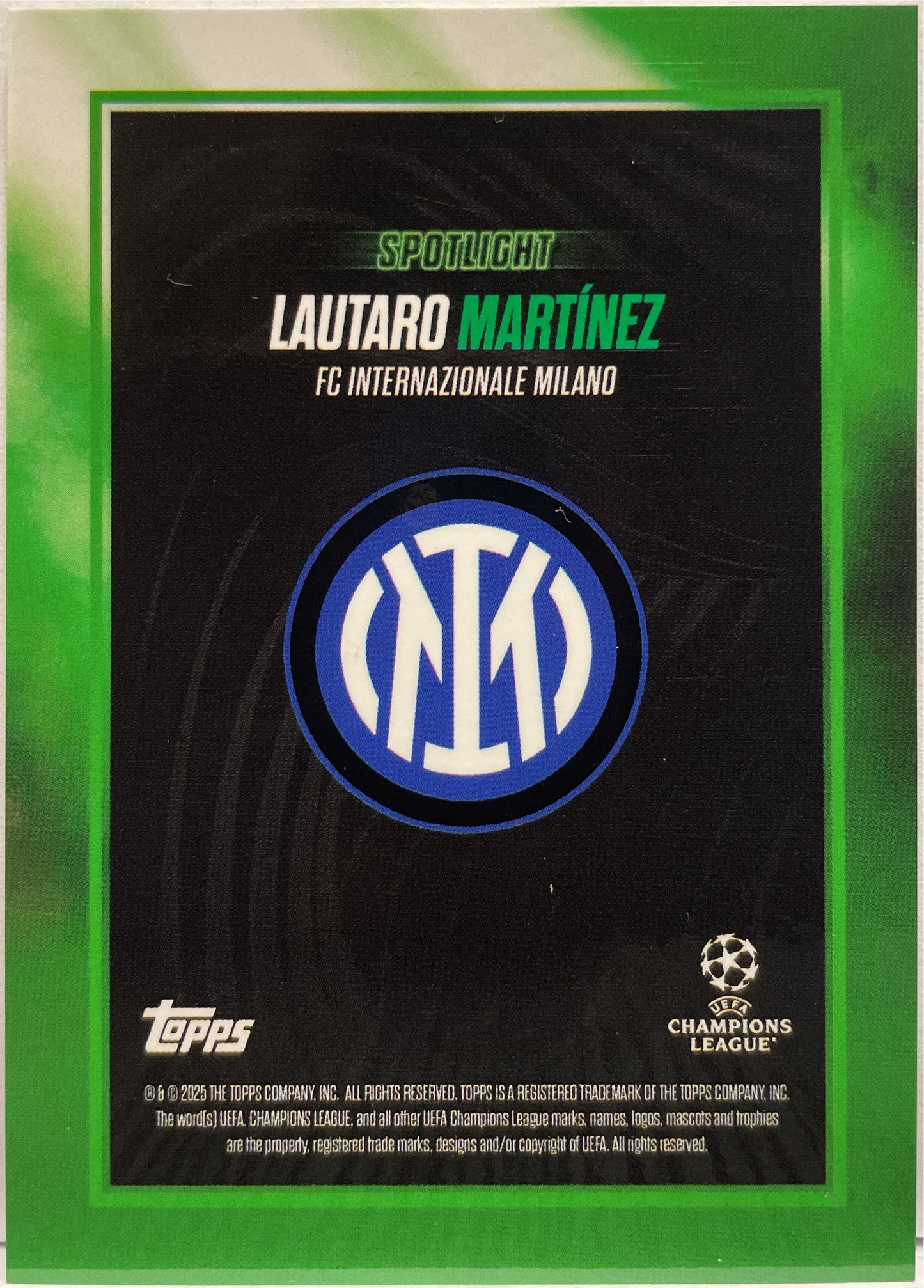 Lautaro Martinez 78/99 Spotlight Green Topps Showtime 2024/25