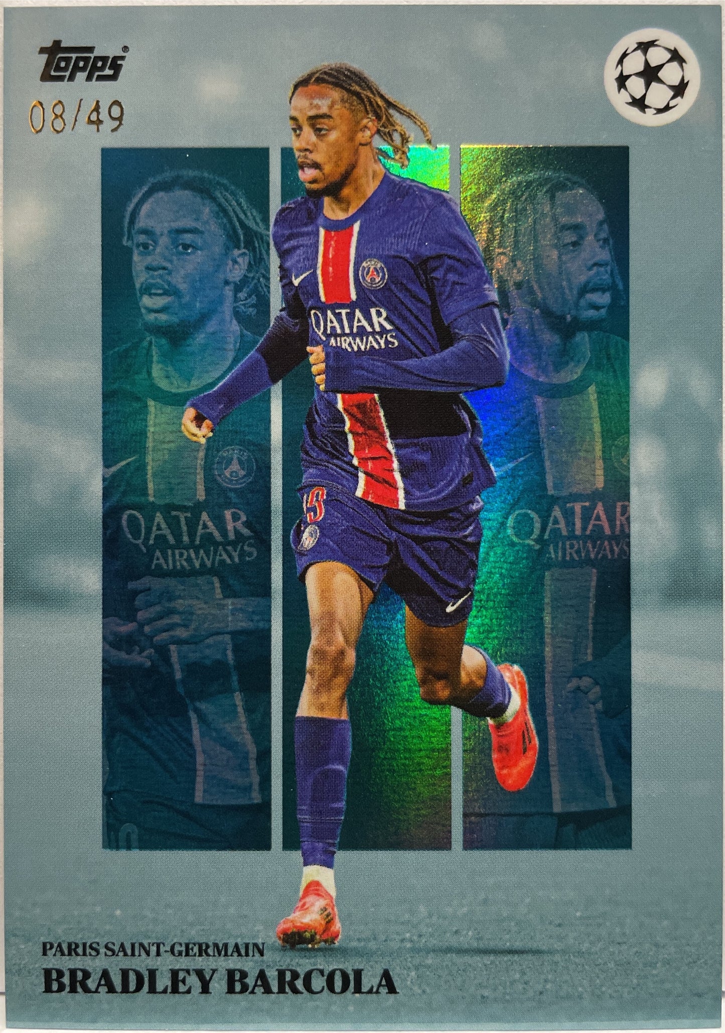 Bradley Barcola 8/49 Megaestrellas Blue Topps Simplicidad 2024/25