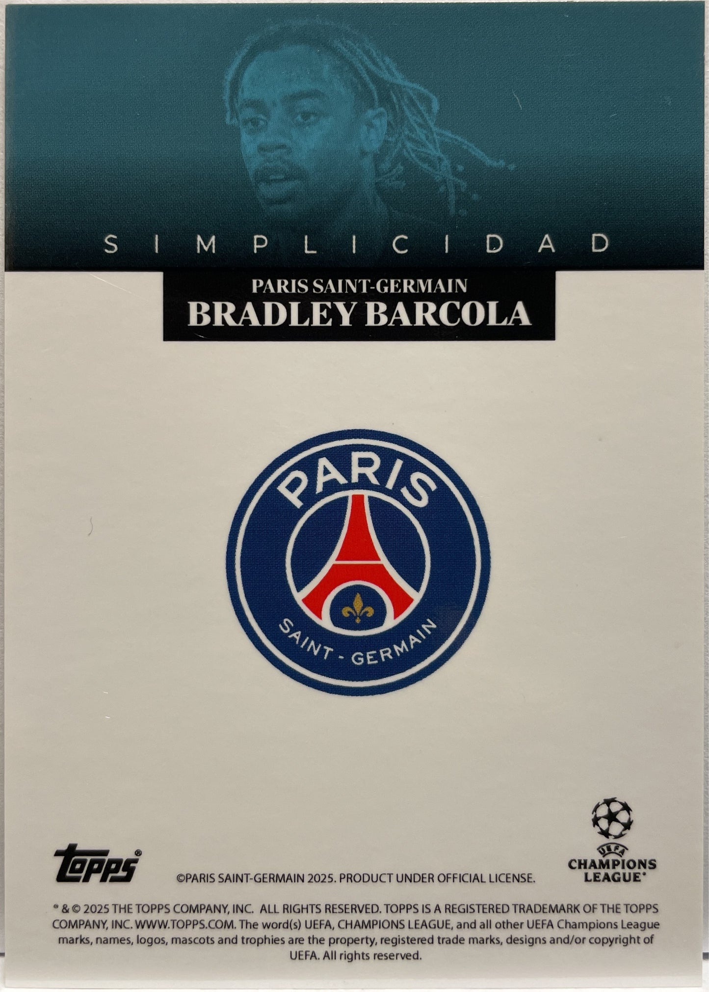 Bradley Barcola 8/49 Megaestrellas Blue Topps Simplicidad 2024/25