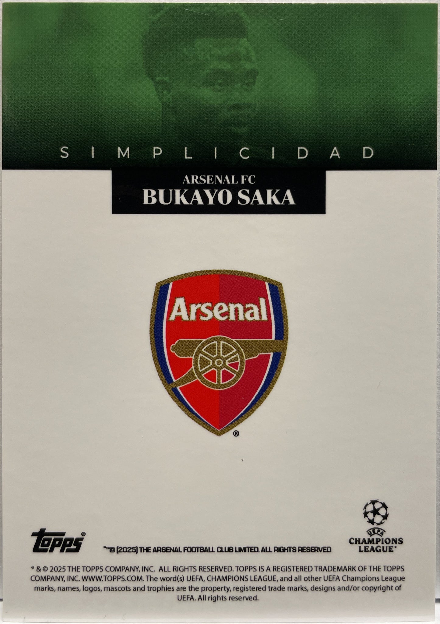 Bukayo Saka 92/99 Megaestrellas Green Topps Simplicidad 2024/25