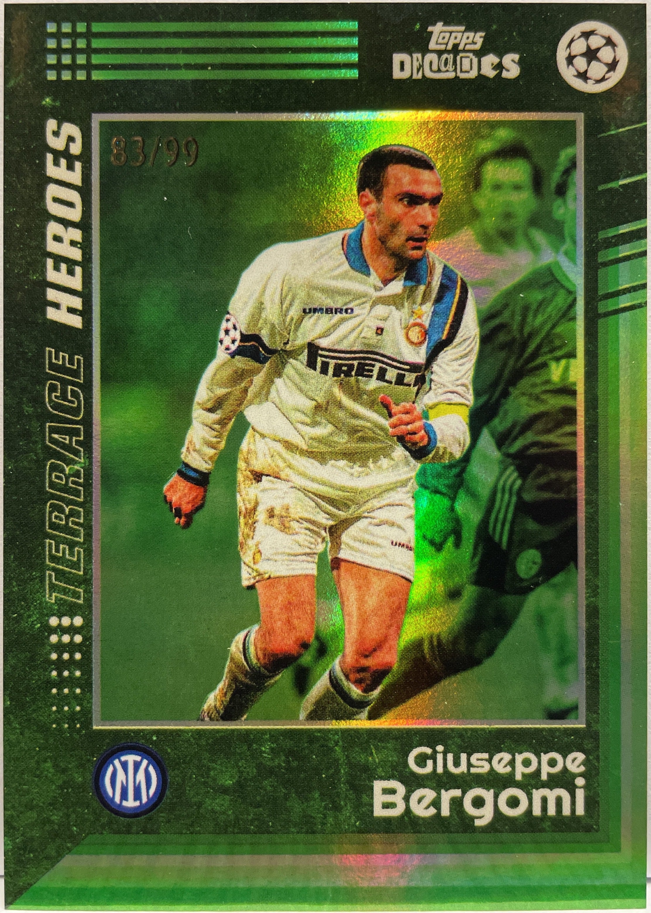 Terrace Base Card Topps Giuseppe Bergomi 83/99 Terrace Heroes Green Topps Decades 2024/25 – ScCards