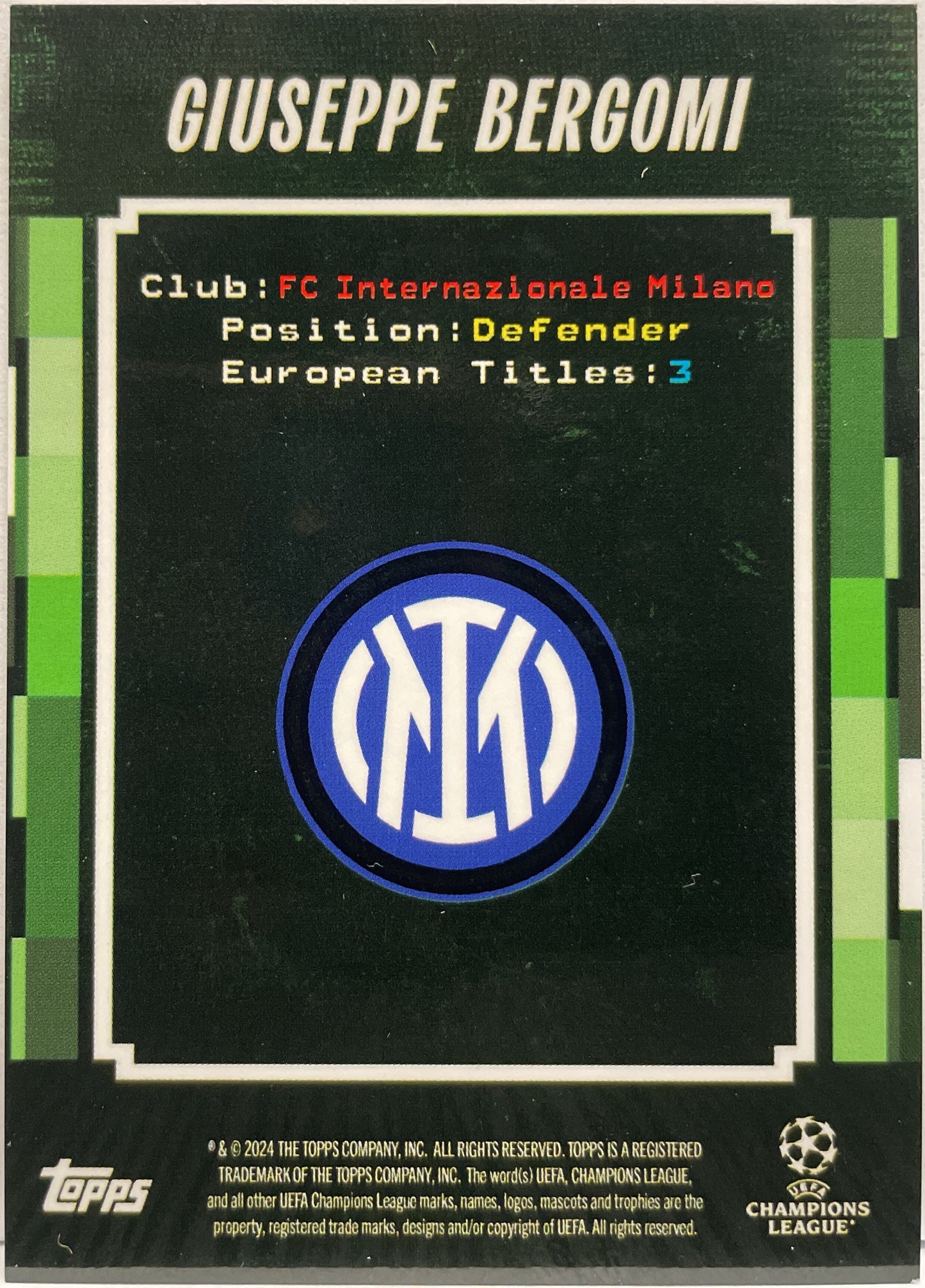 Giuseppe Bergomi 83/99 Terrace Heroes Green Topps Decades 2024/25