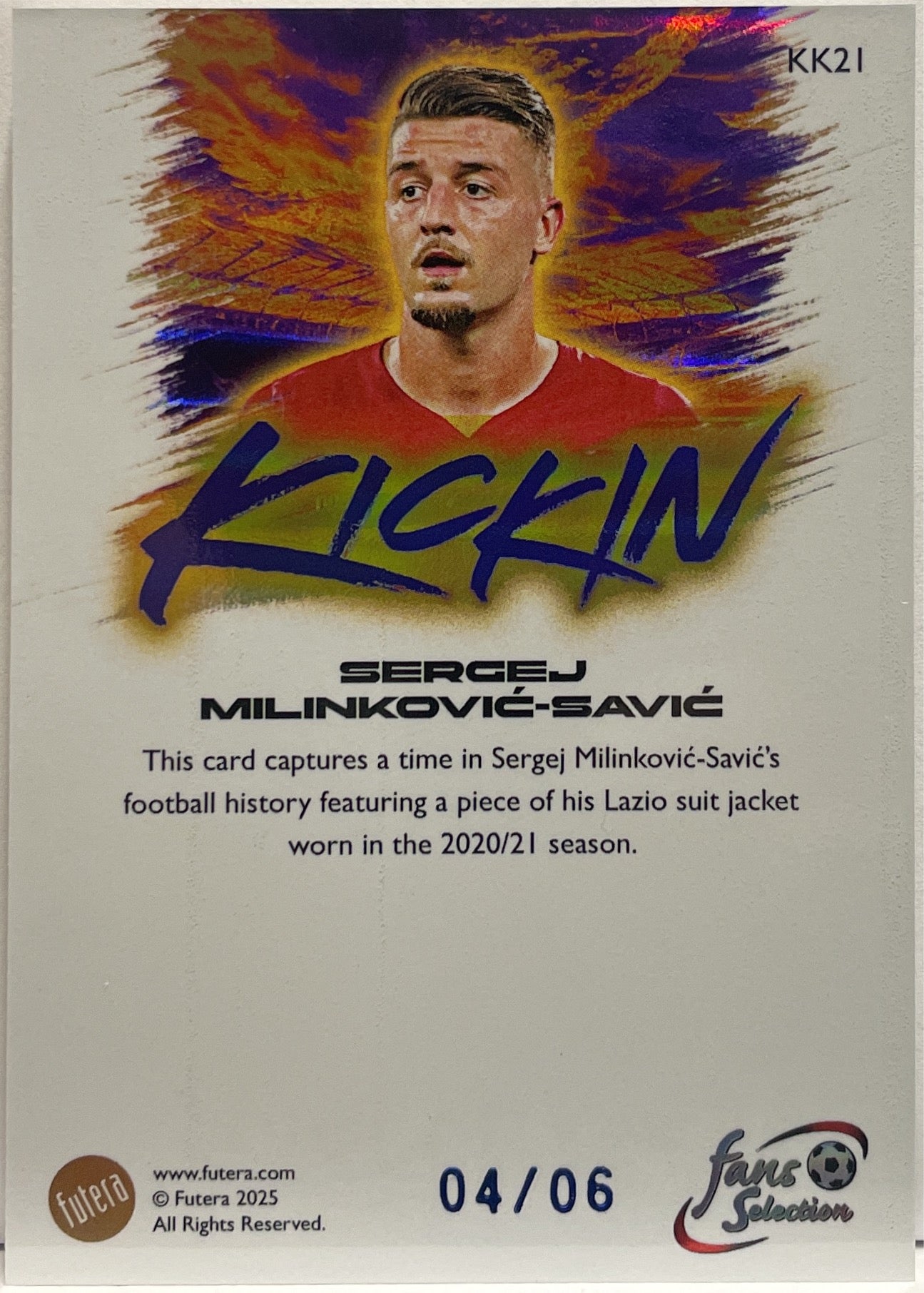 Sergej Milinkovic Savic 4/6 Patch Worn Dream Team Futera Fans Selection 2025