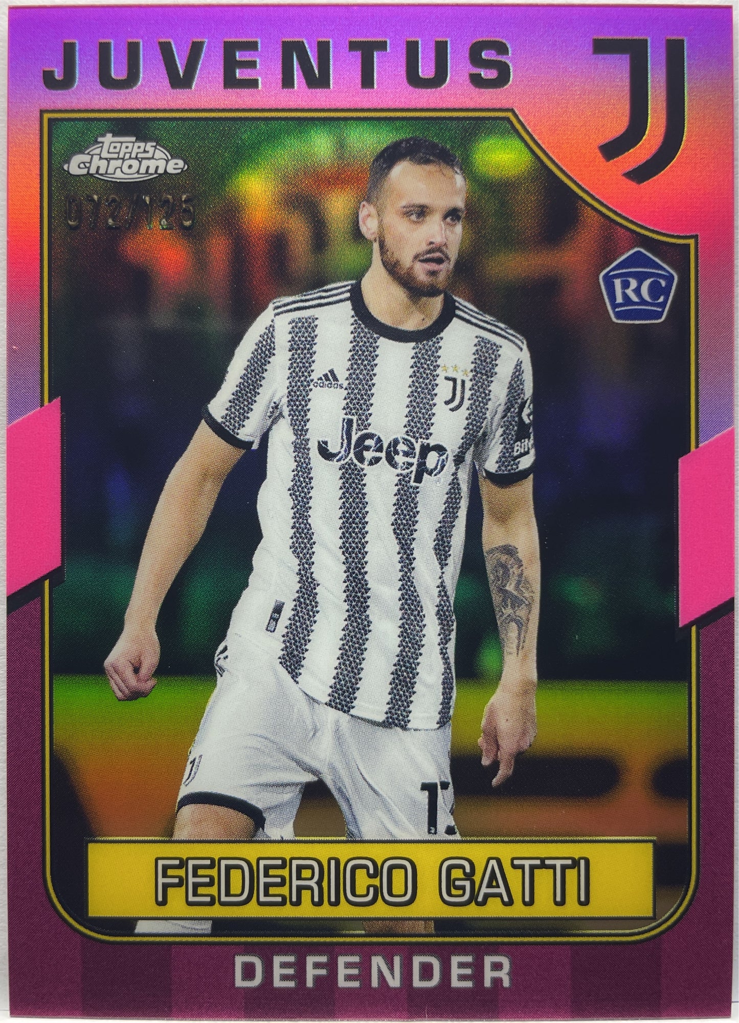 Federico Gatti 72/125 Rookie Pink Topps Chrome Juventus 2022/23