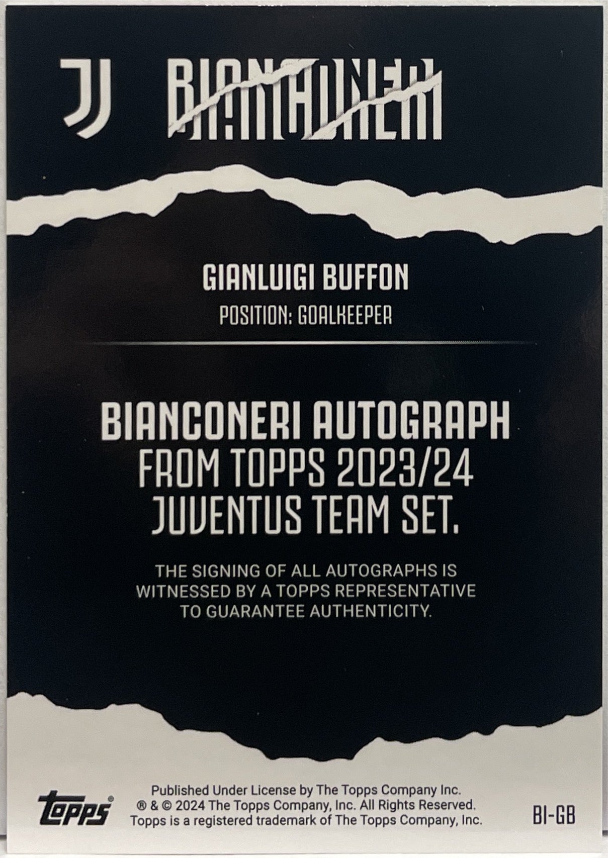 Gianluigi Buffon 14/99 Autograph Bianconeri Pink Topps Juventus Team Set 2023/24