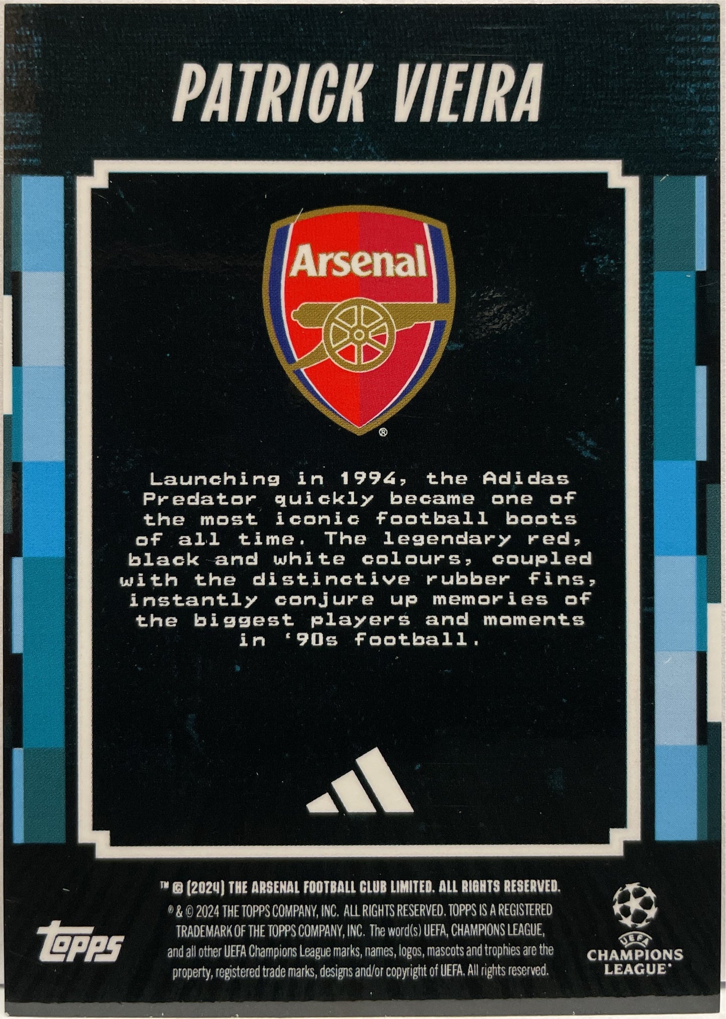 Patrick Vieira 3/49 Predator Blue Topps Decades 2024/25