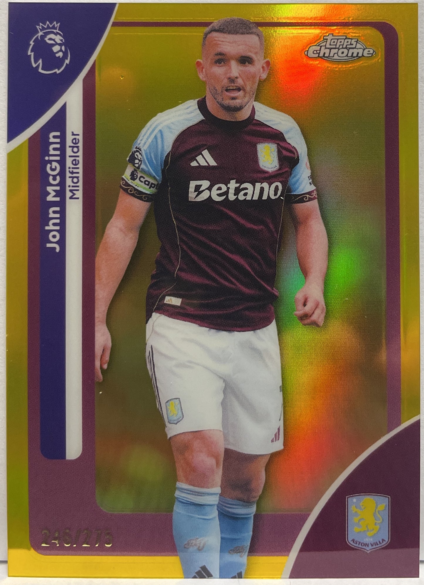 John Mcginn 246/275 Yellow Topps Chrome Premier League EPL 2026