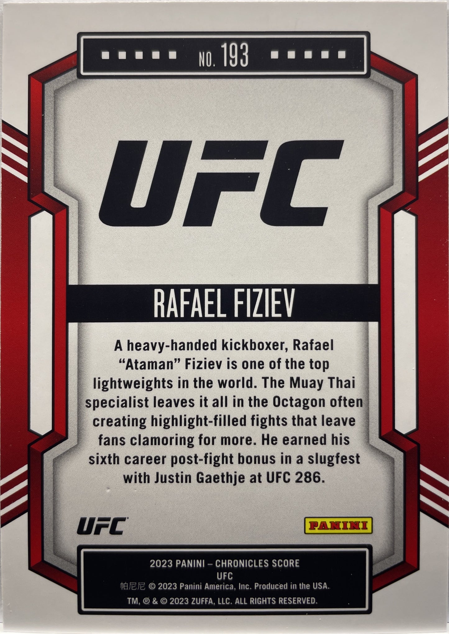 Rafael Fiziev 61/99 Score Blue Chronicles UFC 2023