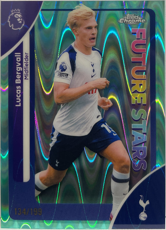 Lucas Bergvall 134/199 Future Stars Aqua RayWave Topps Chrome Premier League EPL 2026
