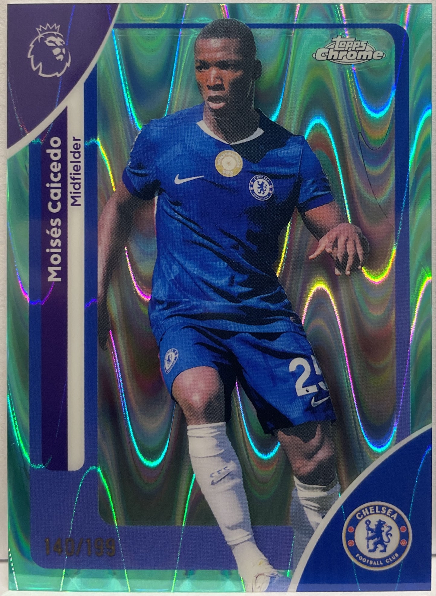 Moises Caicedo 140/199 Aqua RayWave Topps Chrome Premier League EPL 2026