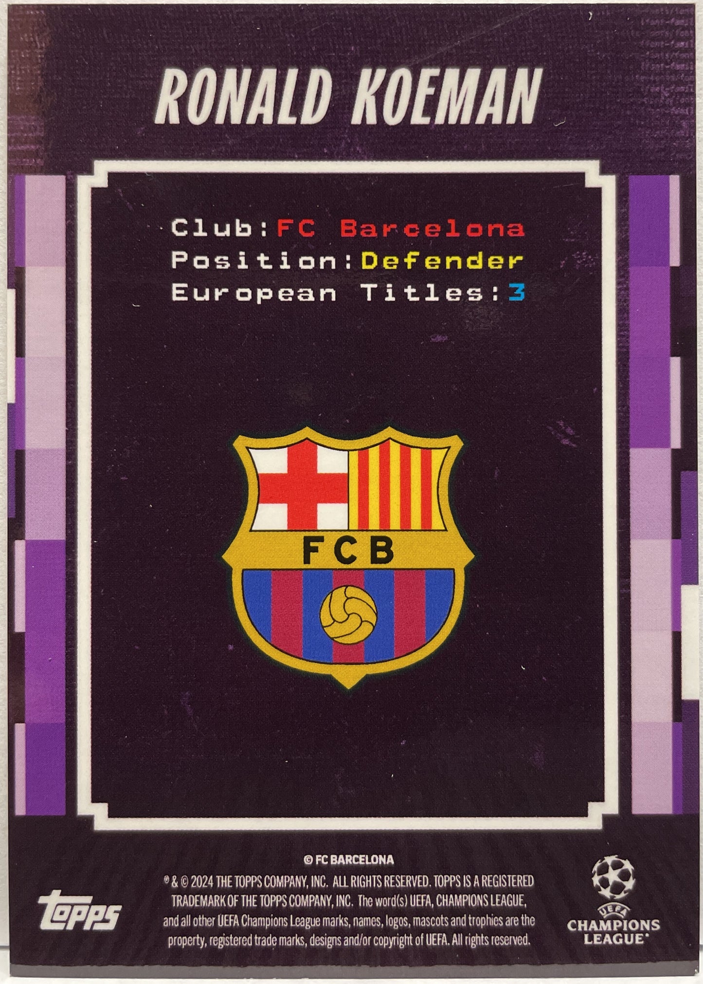 Ronald Koeman 14/25 Terrace Heroes Purple Topps Decades 2024/25