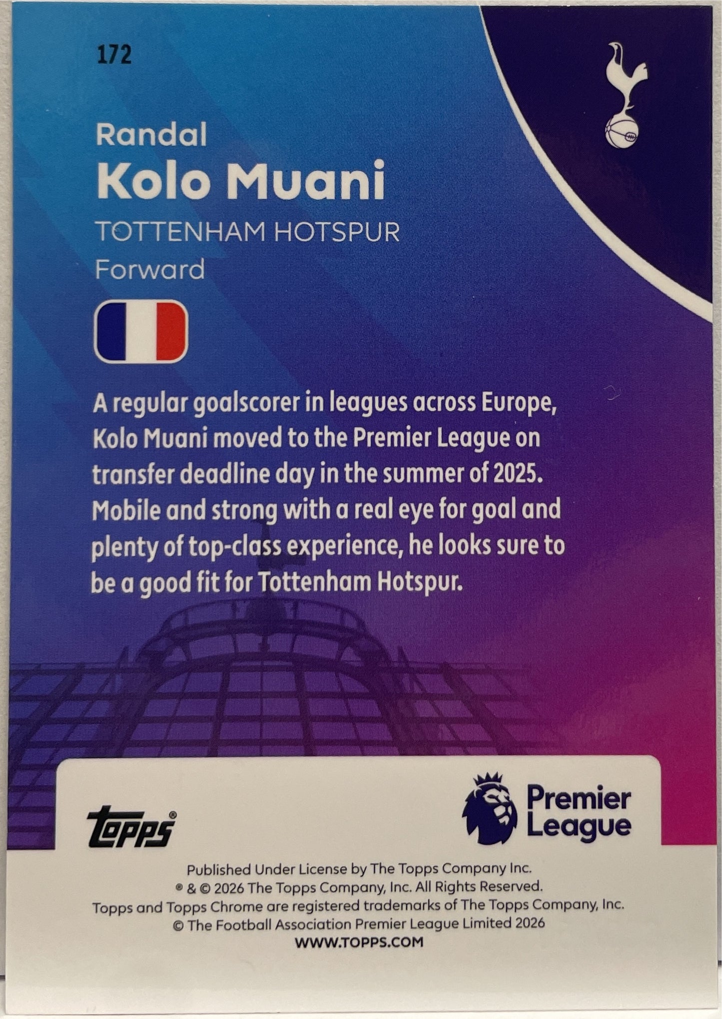 Randal Kolo Muani 73/150 Blue Topps Chrome Premier League EPL 2026