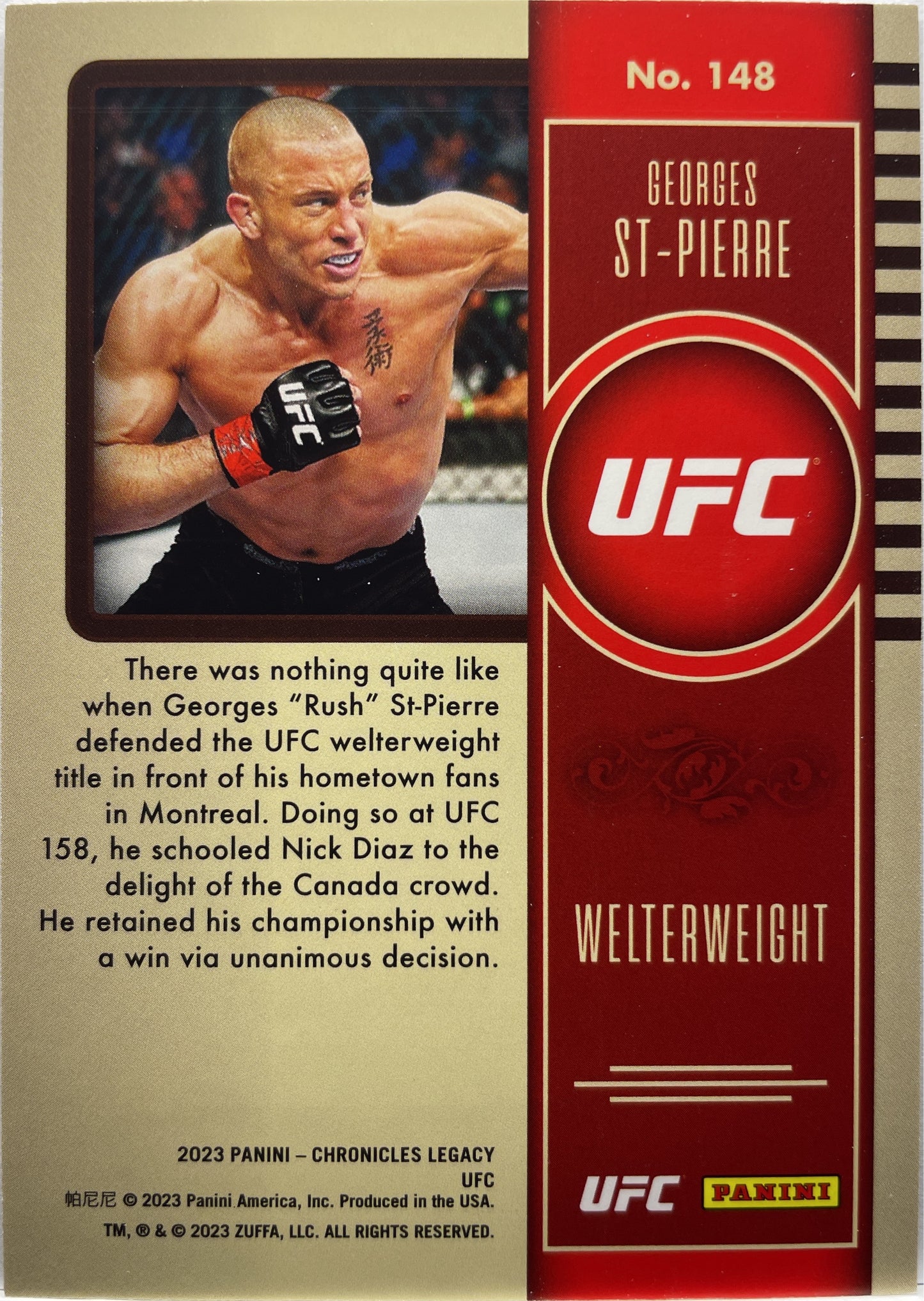 Georges St-Pierre 166/199 Legacy Red Chronicles UFC 2023