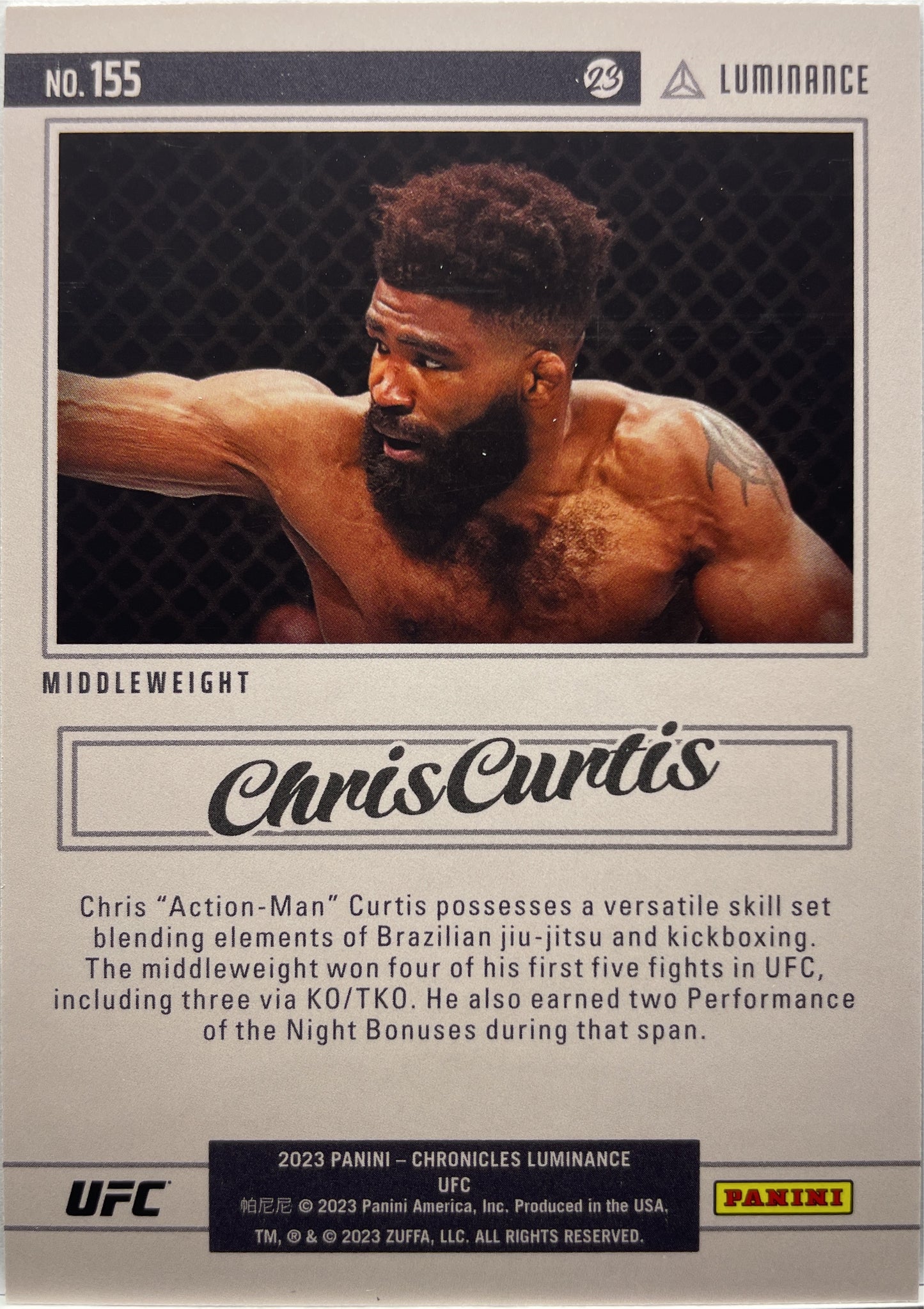 Chris Curtis 175/199 Rookie Luminance Red Chronicles UFC 2023