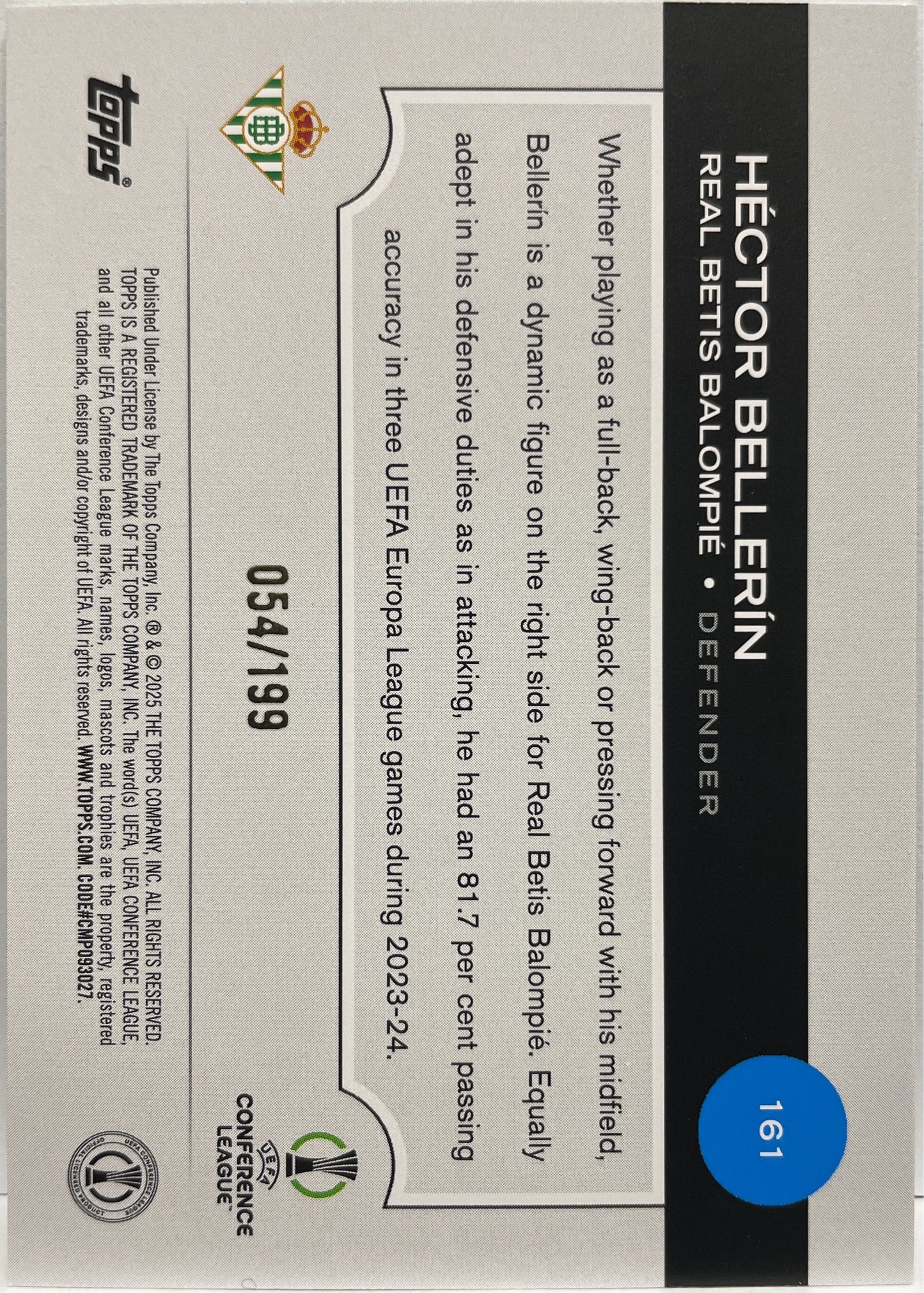 Hector Bellerin 54/199 Green Topps UCC 2024/25