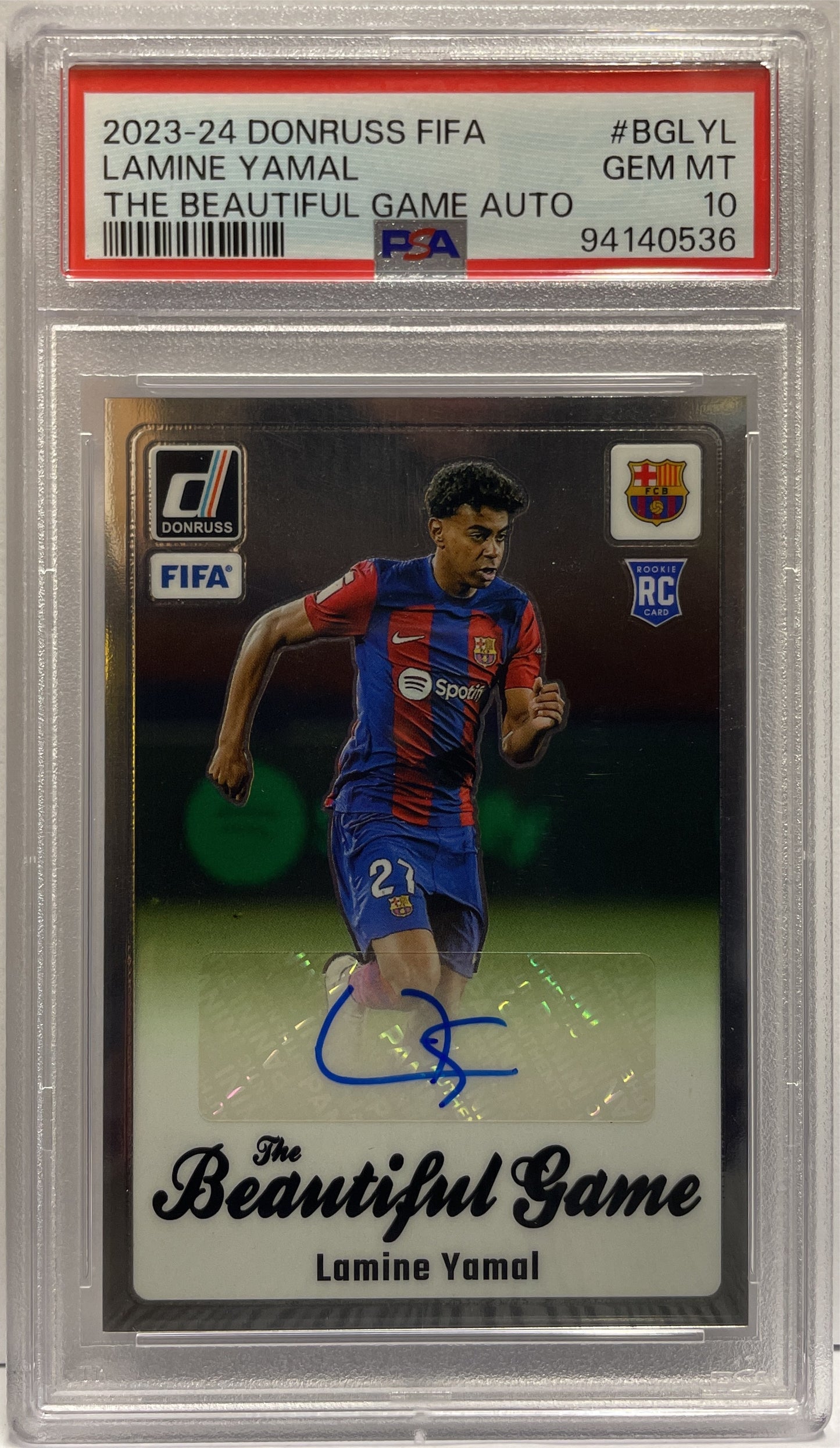 Lamine Yamal Rookie Autograph The Beautiful Game Panini Donruss Fifa 2023/24 PSA 10