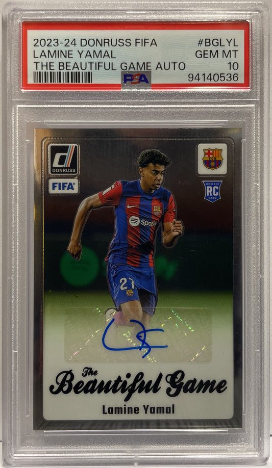 Lamine Yamal Rookie Autograph The Beautiful Game Panini Donruss Fifa 2023/24 PSA 10