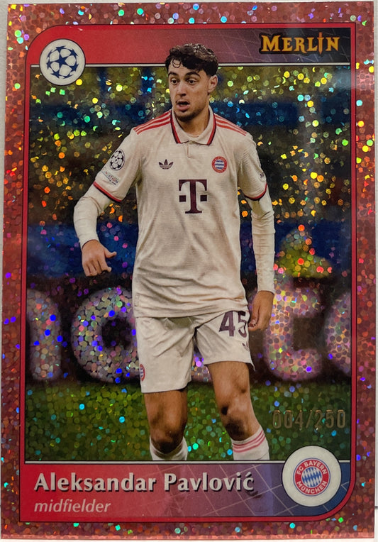 Aleksandar Pavlovic 4/250 Rose Gold Speckle Topps Merlin UCC 2024/25