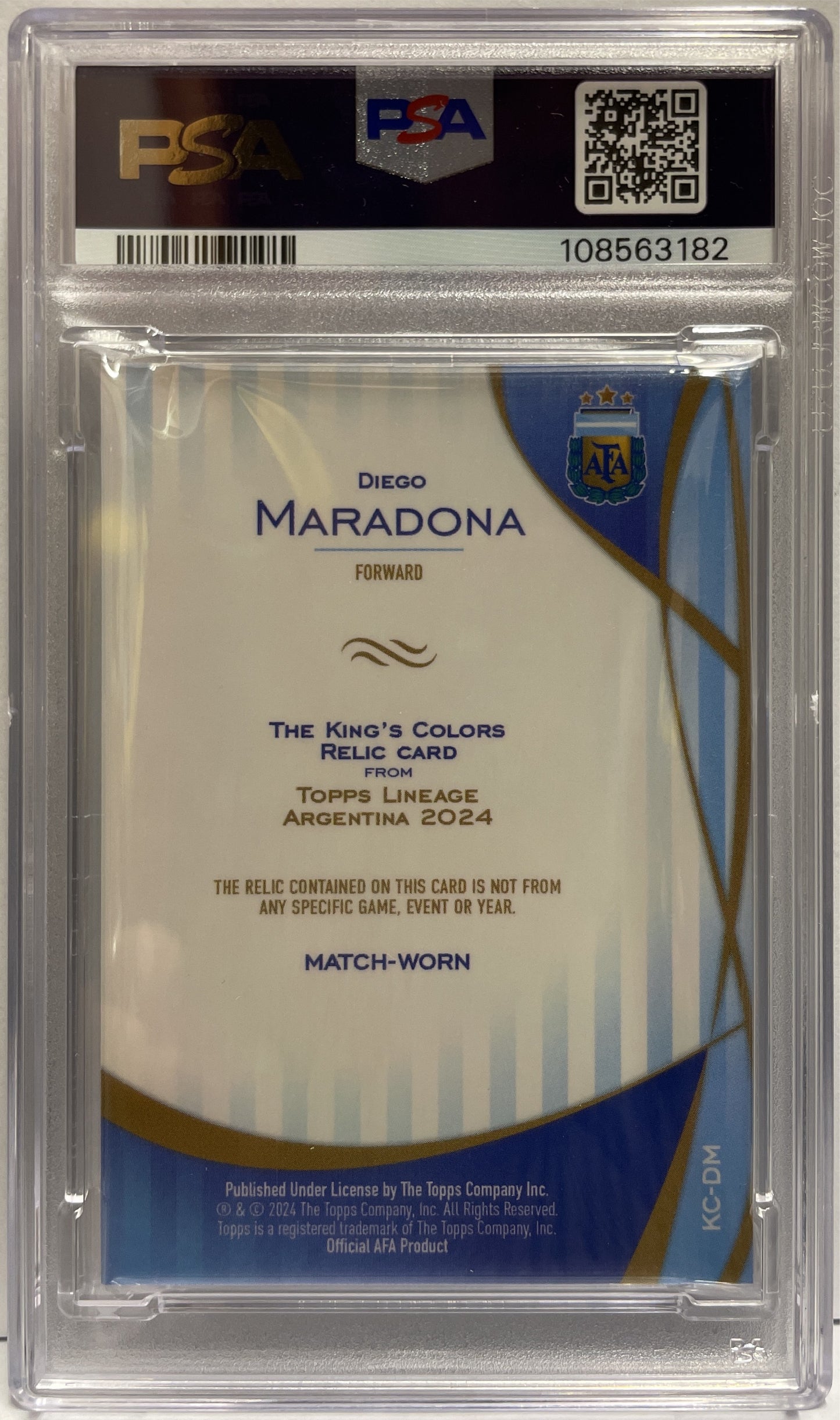 Diego Maradona 5/10 Patch Worn Kings Color Relic Black Tango Topps Lineage Argentina 2024 PSA 9