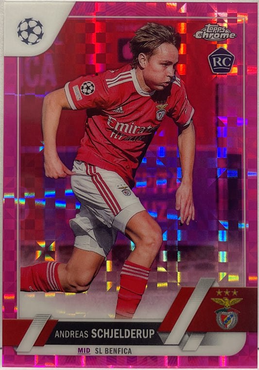 Andreas Schjelderup 64/250 Rookie Pink Shimmer Topps Chrome UCC 2022/23