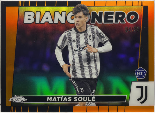 Matias Soule 4/25 Rookie Bianconero Orange Topps Chrome Juventus 2022/23