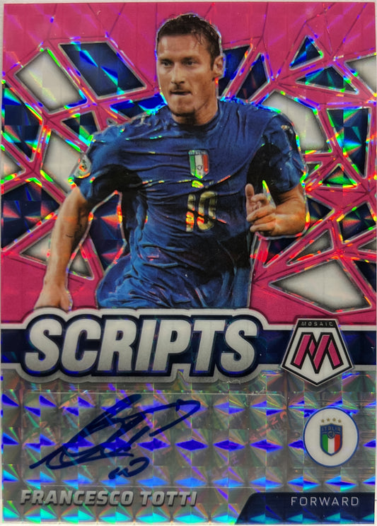 Francesco Totti 5/10 Autograph Pink Mosaic Road To Qatar 2022