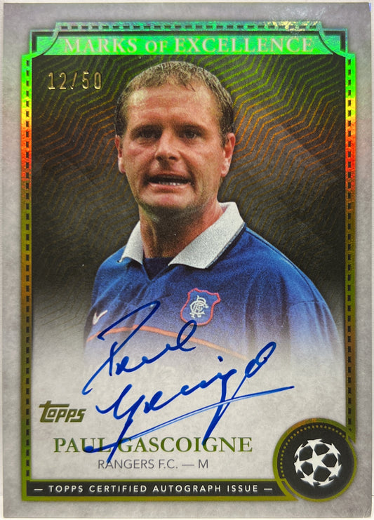 Paul Gascoigne 12/50 Autograph On Card Marks Of Excellence Gold Topps UCC 2023/24
