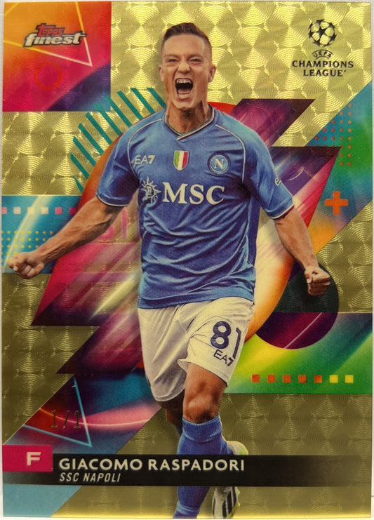 Giacomo Raspadori 1/1 One Of One Superfractor Topps Finest UCC 2023/24