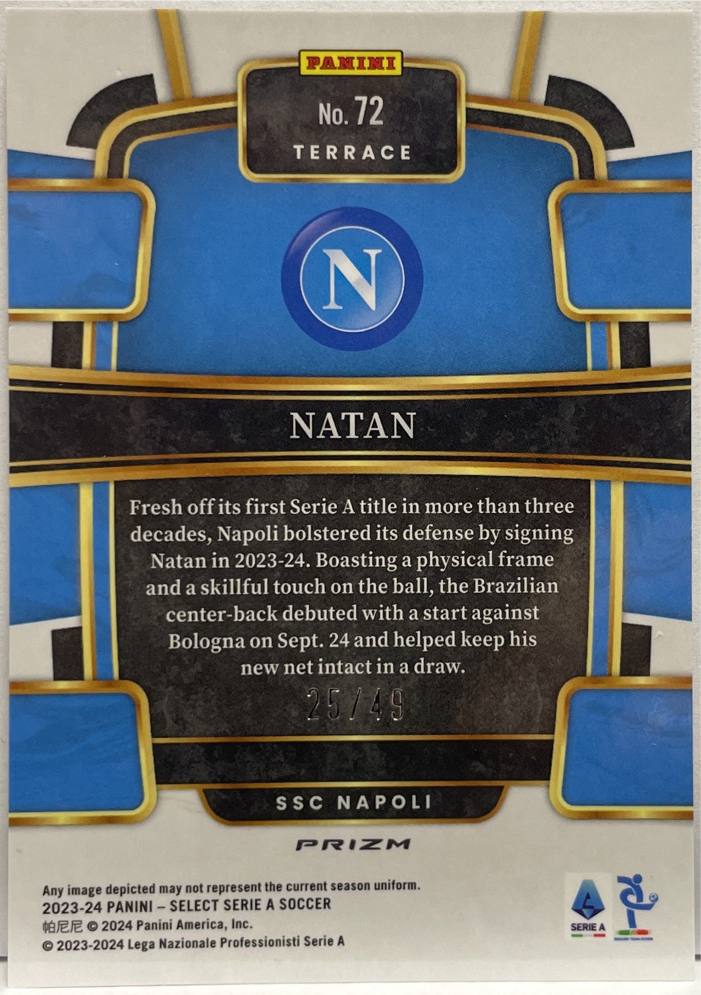 Natan 25/49 Rookie Terrace Purple Select Serie A 2023/24